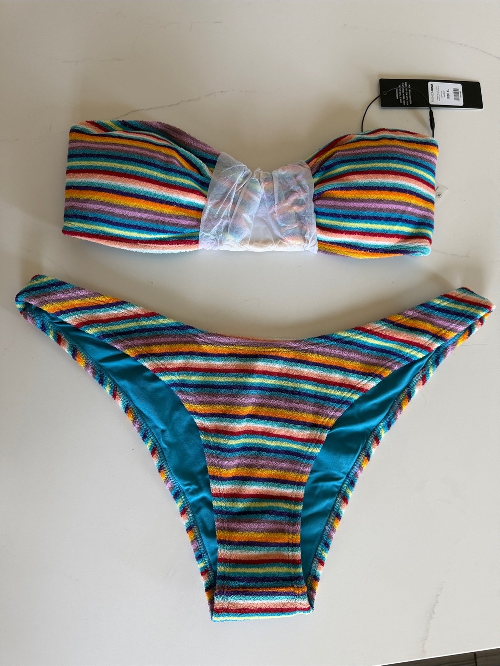 Striped Multicolor Bandeau Bikini Set